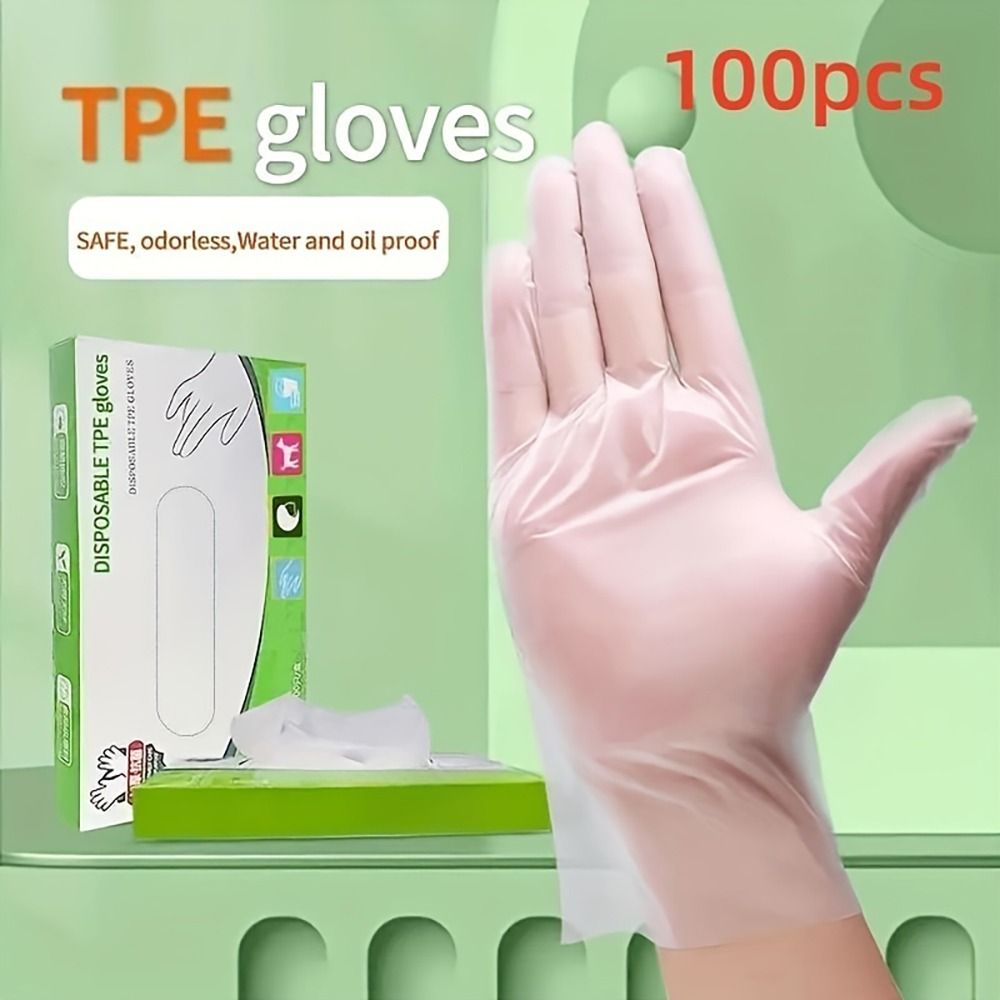 Latex Disposable Glove - 100Pcs Latex Free Gloves TPE Disposable