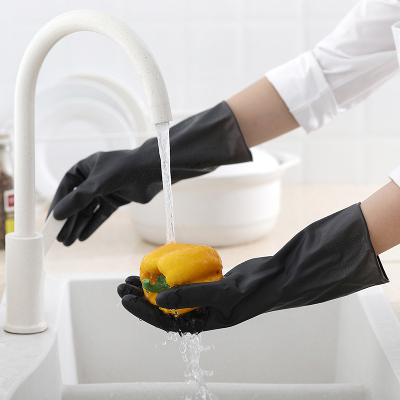 1 Pair Black Gloves Home Washi - Rubber Glove Cleaning ulasan dan harga
