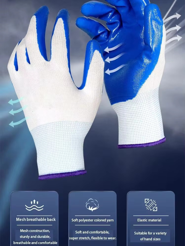 3 Pairs Of Non-slip Wear-resis - Nitrile Mechanic Glove ulasan dan harga