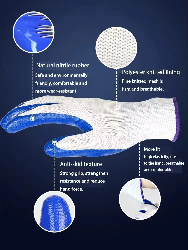 3 Pairs Of Non-slip Wear-resis - Nitrile Mechanic Glove ulasan dan harga