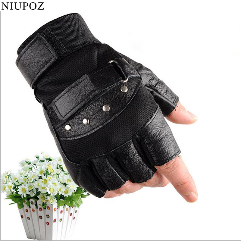 Men's Half Finger Leather Fitn - Workout Glove Gym ulasan dan harga